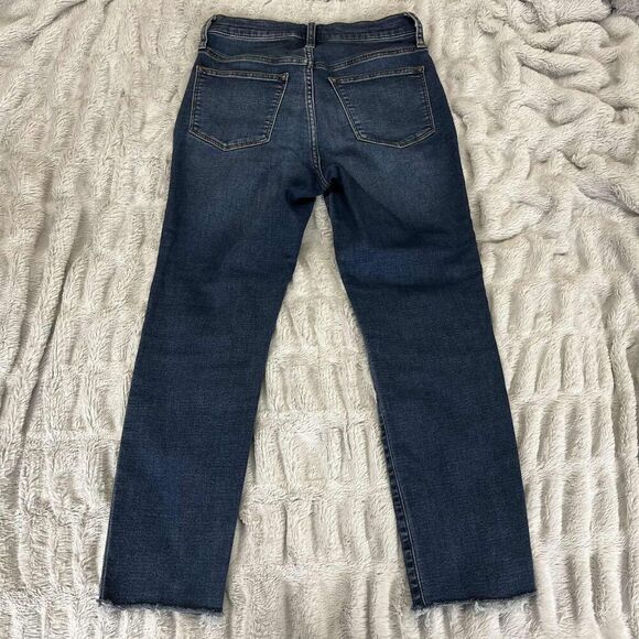 J.Crew Jeans Women 26 Mid Rise Skinny Blue Stretch Denim Raw Hem Distressed - Picture 2 of 9